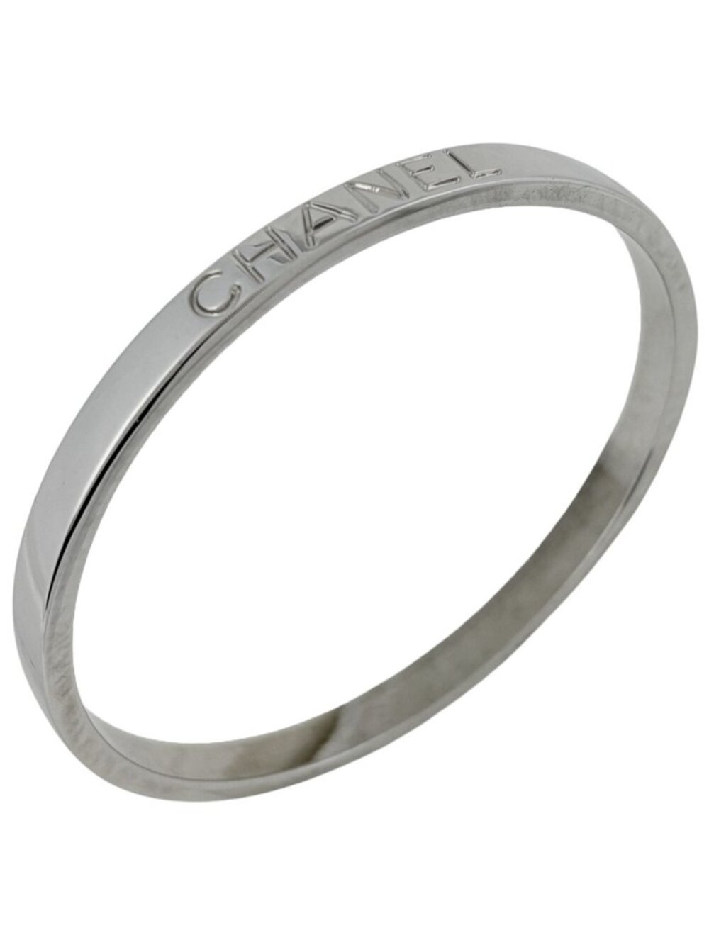 Chanel Logo Bangle Metal Silver Bracelet